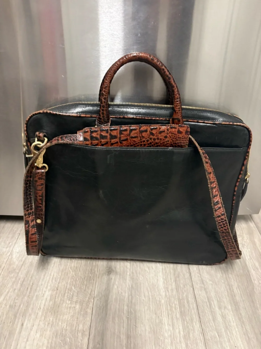 Brahmin Black & Brown Leather Briefcare – Gently Used